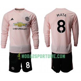 Koszulka Manchester United MATA 8 Dziecięcy Wyjazdowe Stroje Piłkarskie 2018/19 Długi Rękaw